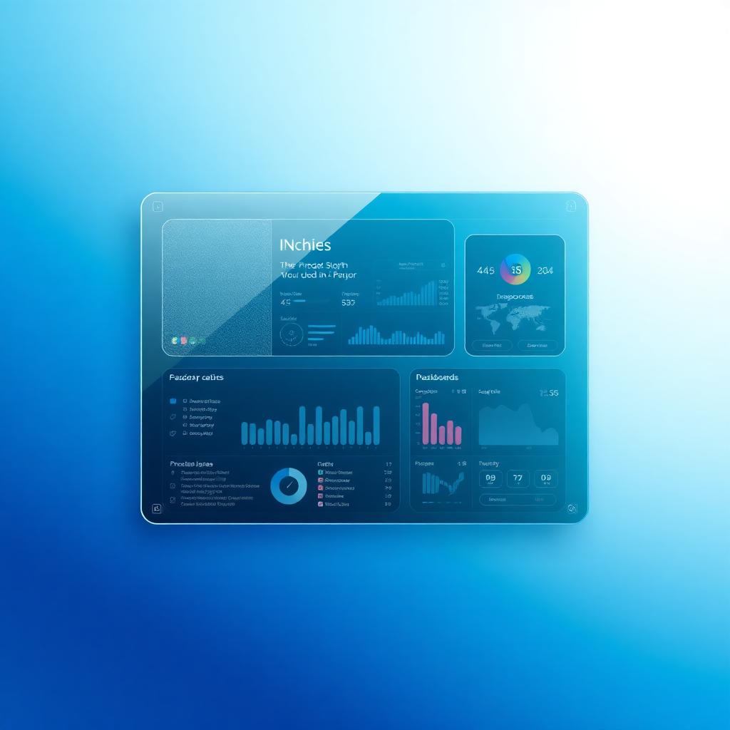 Frosted glass software dashboard panels